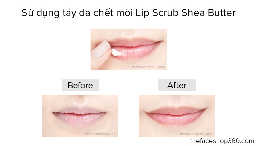 Đôi môi hồng hào sau khi tẩy da chết bằng TFS Lip Scrub Shea Butter